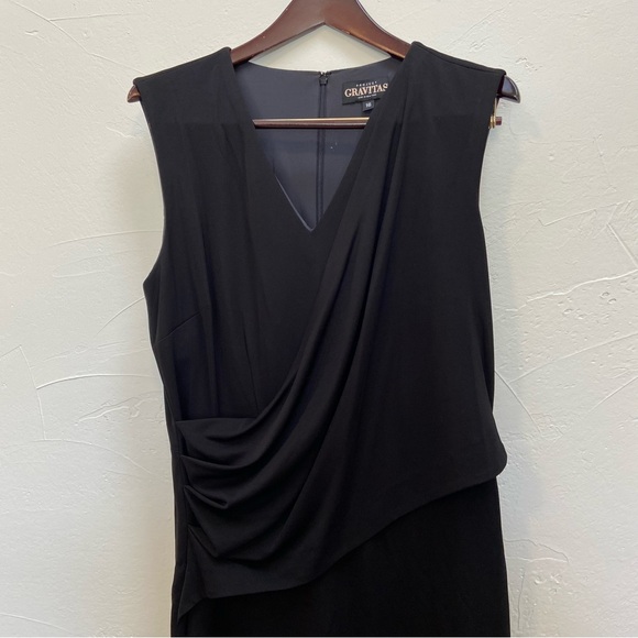 PROJECT GRAVITAS LUCILLE BLACK RUCHED VNECK PLUS FITTED SHAPEWEAR LUXE DRESS - Picture 6 of 16
